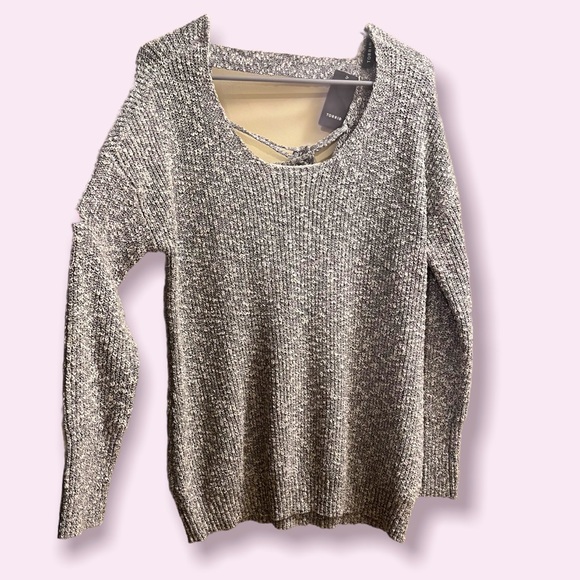 TORRID Heather Grey Marled Knit Lace Up Back Sweater Long Sleeve - Picture 2 of 7